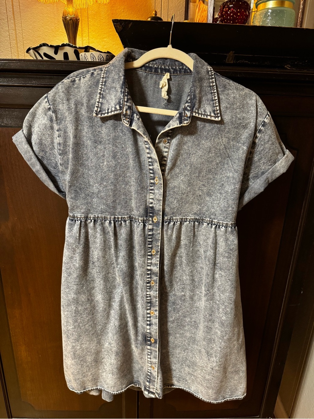 Promesa Washed Gray Button-Front Midi Dress